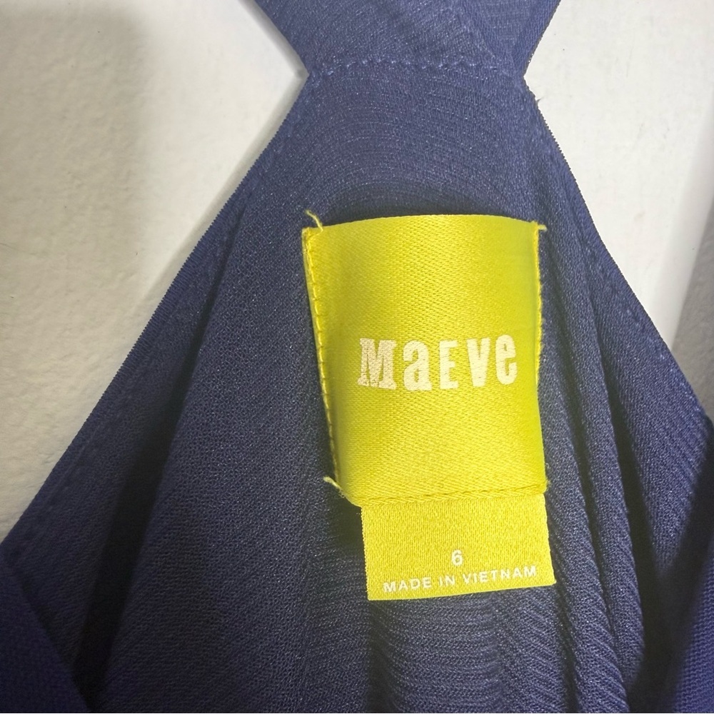 Maeve Yuma Navy Blue Maxi Dress Size 6 Formal Sleeveless V-Neck Pockets - Picture 6 of 8